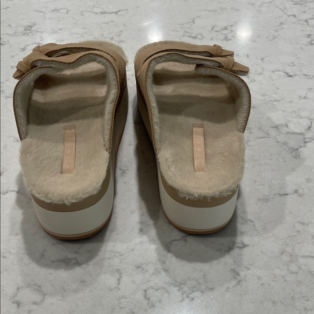Reef Tan Suede Platform Slippers - Picture 3 of 4
